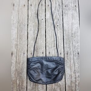 1970s ruched leather convertible crossbody clutch by letisse